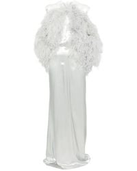 The Attico - Feather-Trim Maxi Dress - Lyst