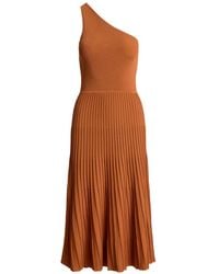 Ralph Lauren - Robe Mi-Longue Nervurée À Design Asymétrique À Une Épaule - Lyst