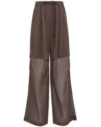 Brunello Cucinelli - Semi-Sheer Wide-Leg Trousers - Lyst
