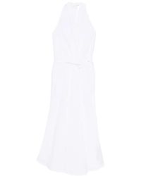 120% Lino - Tie-Detail Halterneck Midi Dress - Lyst