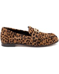 Fendi - Baguette Leopard-Print Loafers - Lyst