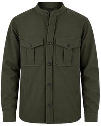 Emporio Armani - Band-Collar Pocket-Detail Shirt Jacket - Lyst