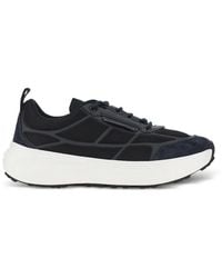 Emporio Armani - Mesh-Panelled Suede-Trim Sneakers - Lyst