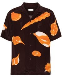 Sandro - Graphic-print Notched-collar Shirt - Lyst