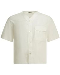 AURALEE - V-Neck Chest-Pocket Shirt - Lyst