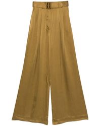 Zimmermann - Tuck Belted Satin-Finish Palazzo Pants - Lyst