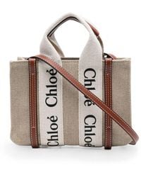 Chloé - Woody Handtasche aus Leinen - Lyst