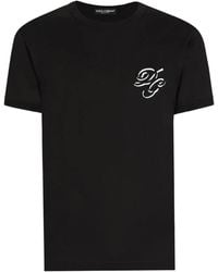 Dolce & Gabbana - T-Shirt Met Logo-Applicatie - Lyst