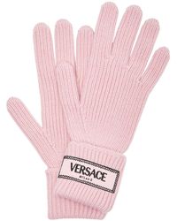 Versace - Logo-appliqué Wool Gloves - Lyst