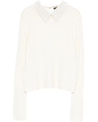 Maje - Pull À Col Orné De Perles - Lyst