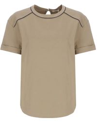 Brunello Cucinelli - Top Met Ronde Hals En Korte Mouwen - Lyst