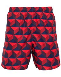 Lacoste - Logo-patch Geometric-pattern Swim Shorts - Lyst