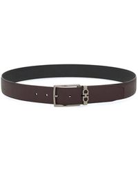 Ferragamo - Reversible Grained Leather Gancini Motif Belt - Lyst