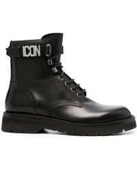 DSquared² - Icon Leather Combat Boots - Lyst