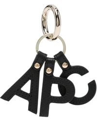 A.P.C. - A. P.C. Mini Smooth Vegetable-Tanned Leather Keychain With Goldtone Metal Hook - Lyst