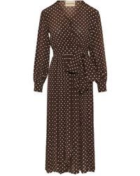 Valentino Garavani - Midi Polka-Dot Tie-Waist Dress - Lyst