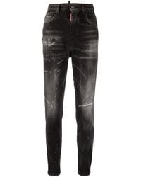 DSquared² - Paint-splatter High-rise Skinny Jeans - Lyst
