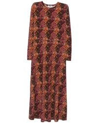 Siyu - Floral-Print Long-Sleeve Midi Dress - Lyst