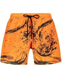 Philipp Plein - Graphic-Print Drawstring Swim Shorts - Lyst