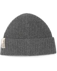 A.P.C. - Ribbed-Knit Logo-Patch Beanie Hat - Lyst
