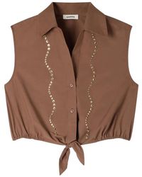 Sandro - Rhinestone Cropped Shirt - Lyst