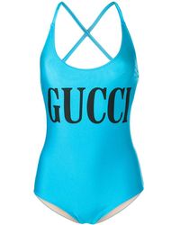 Gucci Costume Intero In Lycra - Blu