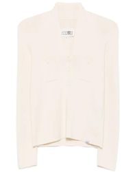MM6 by Maison Margiela - V-Neck Pocket-Detail Sweater - Lyst