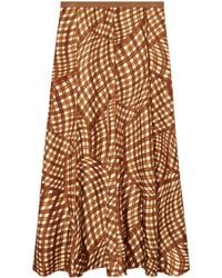 Tory Burch - Abstract-Pattern Print Silk Pleated Skirt - Lyst