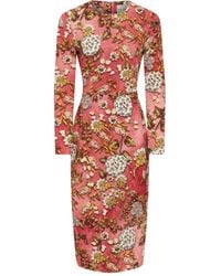 Mary Katrantzou - Naomi Floral-Print Long-Sleeve Midi Dress - Lyst
