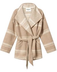 Isabel Marant - Brea Horizontal-Stripe Belted Coat - Lyst