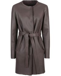 DESA NINETEENSEVENTYTWO - Sheepskin Belted Coat - Lyst