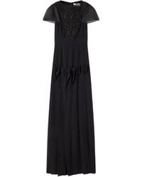 Lanvin - Lace-Detail Pleated Maxi Dress - Lyst