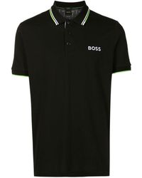 BOSS - Polo en coton mélangé avec logos contrastants - Lyst