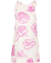 MSGM - Rose-print Mini Dress - Lyst