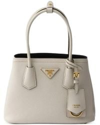 Prada - Mini Double Saffiano Leather Tote Bag - Lyst