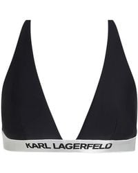 KARL LAGERFELD - Logo-Underband Triangle Bikini Top - Lyst