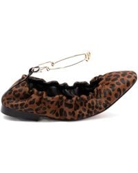 Twinset - Leopard-Print Chain-Embellished Ballet Flats - Lyst