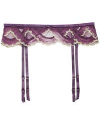 Fleur du Mal - Hendrix Embroidered Garter Belt - Lyst