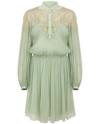 Alberta Ferretti - Lace-Detail Mini Dress - Lyst