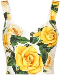 Dolce & Gabbana - Top estilo corsé con rosas estampadas - Lyst