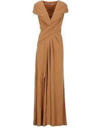Alberta Ferretti - Draped-Detailing Maxi Dress - Lyst