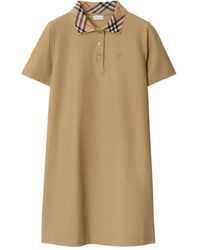 Burberry - Check Collar Cotton Polo Shirt Dress - Lyst
