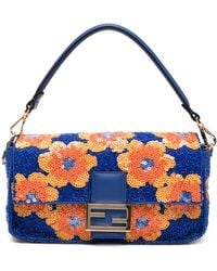Fendi - Baguette Sequin-Embellished Floral Shoulder Bag - Lyst