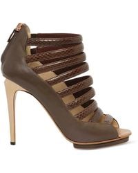 Linda Farrow - Snakeskin-Effect Multi-Strap Sandals - Lyst