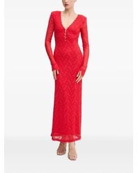 Bardot - Zenia Lace-Overlay V-Neck Midi Dress - Lyst