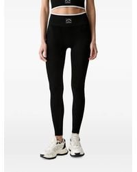 KARL LAGERFELD - Logo-Patch Ribbed-Knit Leggings - Lyst