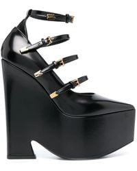 Versace - Satin Wedge Pumps - Lyst