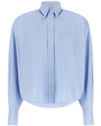 Brunello Cucinelli - Monile-Trim Cropped Shirt - Lyst