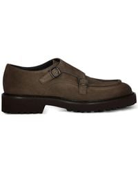Doucal's - Double-Buckle Suede Monk Shoes - Lyst