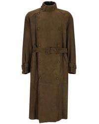 Giorgio Armani - Double-Breasted Shearling Trench Coat - Lyst